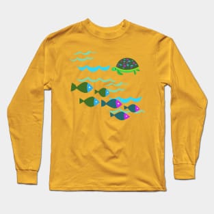 Abstract Turtle and Fish Long Sleeve T-Shirt